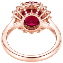 Women 14K Two Tone Gold Oval Cut Ruby And Round Natural Earth Mined Diamond Ring 8.50 Ct