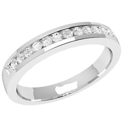 Women 14K White Gold Genuine Round Cut Diamond Wedding Band 1.40 Carats