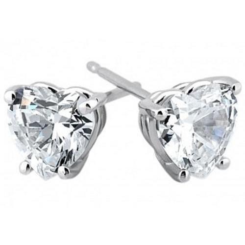 Women 14K White Gold Heart Cut Real Diamond Stud Earrings 5 Ct Jewelry