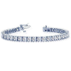 Women 14K White Gold Round Genuine Diamond Tennis Bracelet 10 Carats