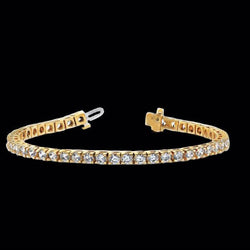 Women 14K Yellow Gold Round 6 Carats Natural Diamond Tennis Bracelet Jewelry