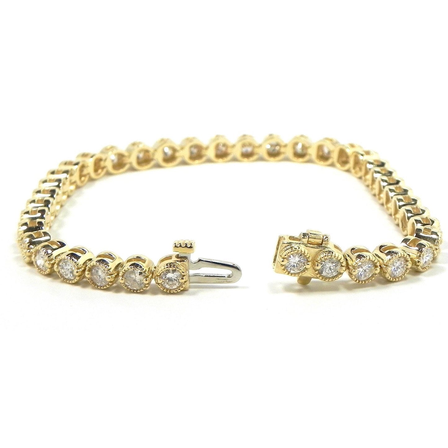 Women 14K Yellow Gold Round Genuine Diamond Tennis Bracelet 8 Carats