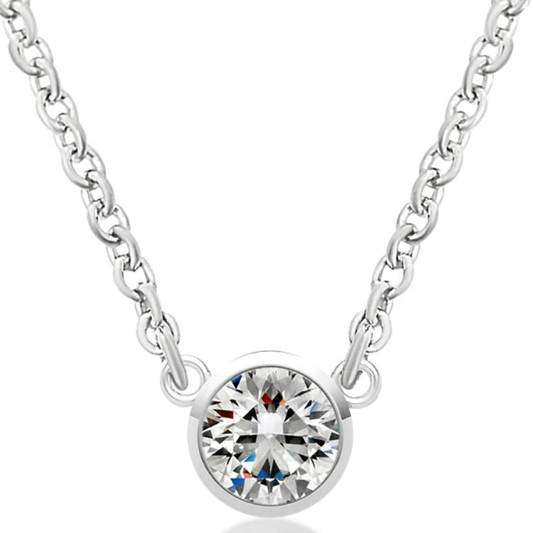 Women 3 Carats Yard Real Diamond Necklace 18 Inch Chain White Gold 14K