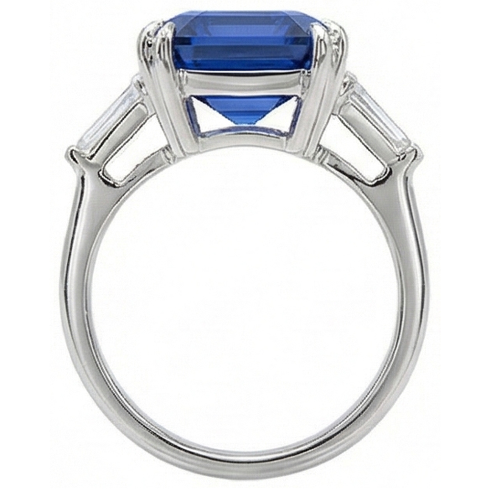 natural emerald sapphire 4.50ct ring on white background