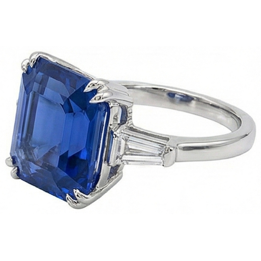natural emerald sapphire 4.50ct ring top view