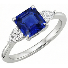 natural cushion sapphire 2.75ct ring front view