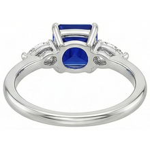 natural cushion sapphire 2.75ct ring on white background