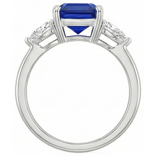 natural cushion sapphire 2.75ct ring profile view