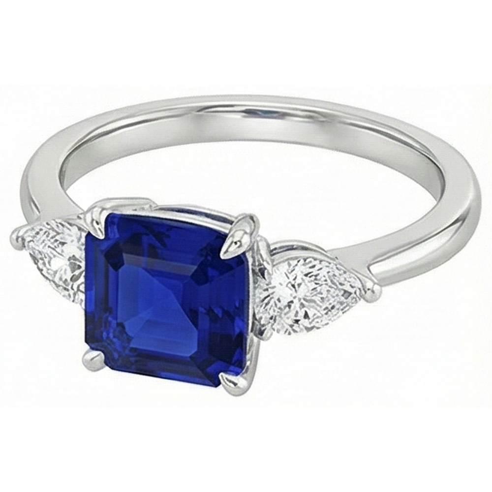 natural cushion sapphire 2.75ct ring close up detail