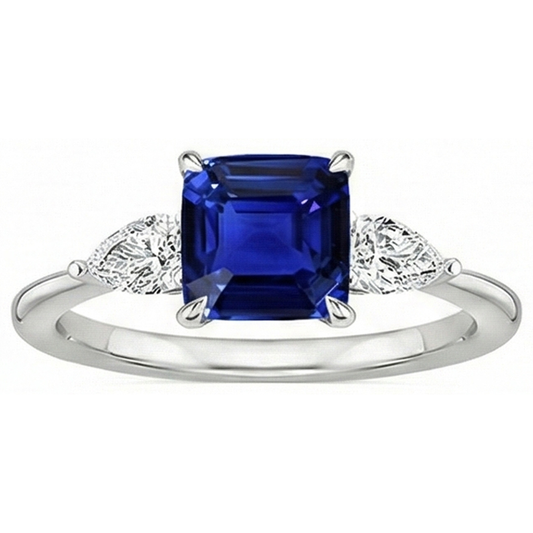 natural cushion sapphire 2.75ct ring side angle