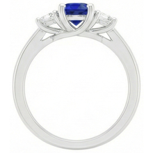 natural round sapphire 1.50ct ring on white background