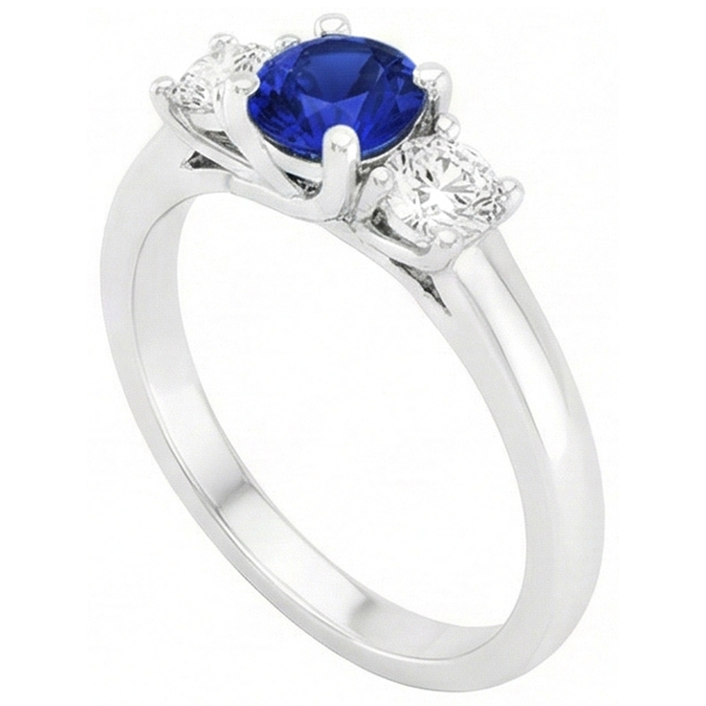natural round sapphire 1.50ct ring close up detail