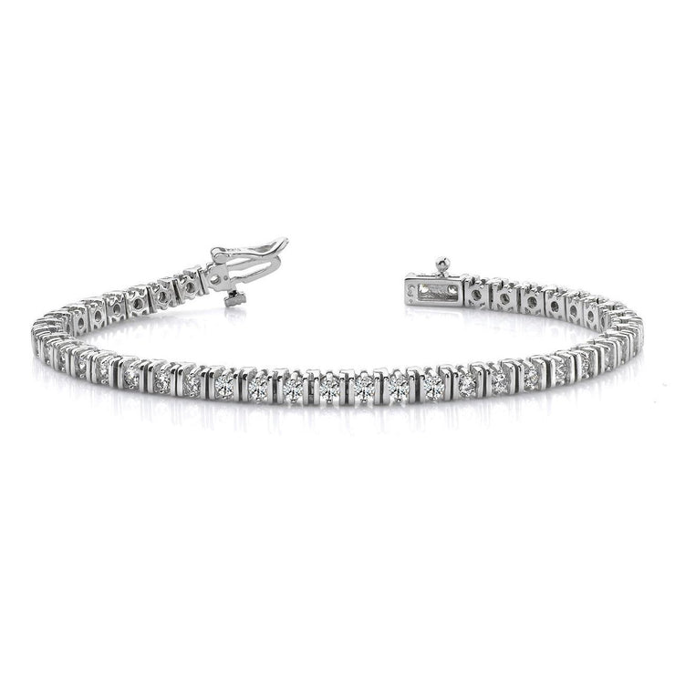 Women 6.75 Ct Round Cut Natural Diamond Double Link Tennis Bracelet White Gold