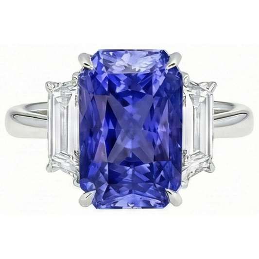natural radiant sapphire 5.50ct ring side angle