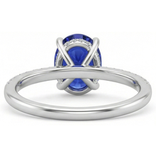 Women Blue Sapphire Ring Oval Cut With Pave Set Natural Earth Mined Diamonds 4.50 Carats