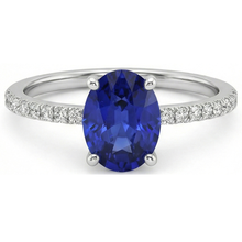 Women Blue Sapphire Ring Oval Cut With Pave Set Natural Earth Mined Diamonds 4.50 Carats