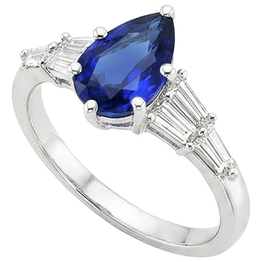 natural pear sapphire 4ct ring side angle