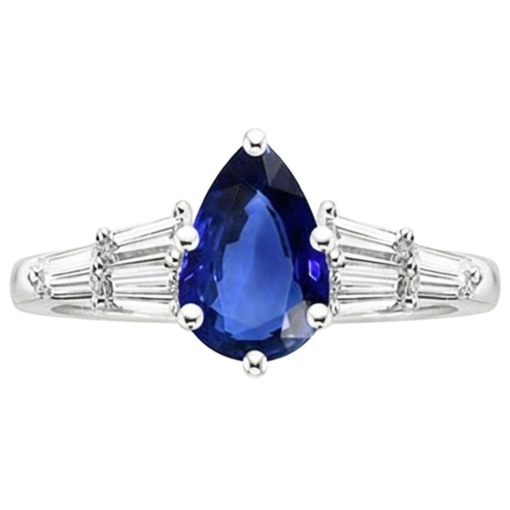 natural pear sapphire 4ct ring profile view