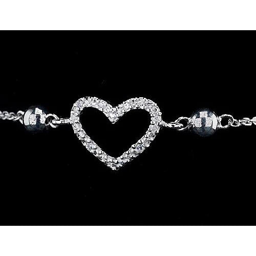 Women Bracelet Real Diamond Heart Shaped 2 Carats Jewelry