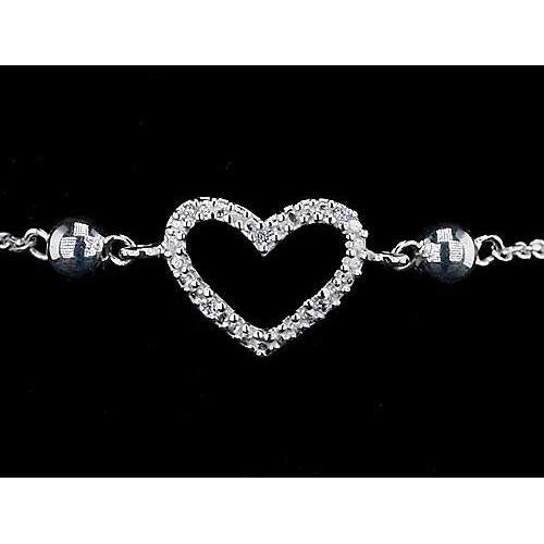 Women Bracelet Real Diamond Heart Shaped 2 Carats Jewelry