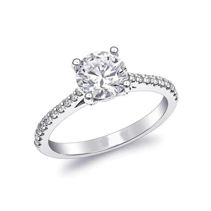 Women Cathedral Setting Real Round Diamond Engagement Ring 2.50 Carats
