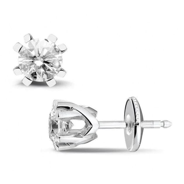 Women Criss Cross Solitaire Earring 3 Ct Round Brilliant Cut Natural Diamond White Gold