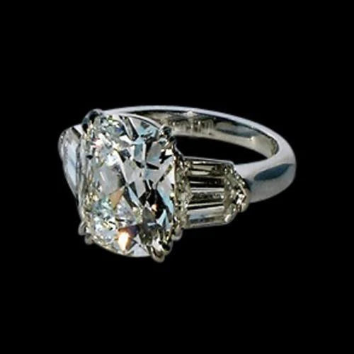 Women Cushion & Baguette Real Diamond 1.91 Ct. White Gold Three Stone Ring