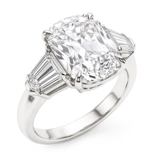 Women Cushion & Baguette Real Natural Earth Mined DIAMOND ( NOT LAB GROWN ) 1.91 Ct. White Gold Three Stone Ring