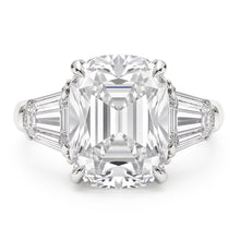 Women Cushion & Baguette Real Natural Earth Mined DIAMOND ( NOT LAB GROWN ) 1.91 Ct. White Gold Three Stone Ring