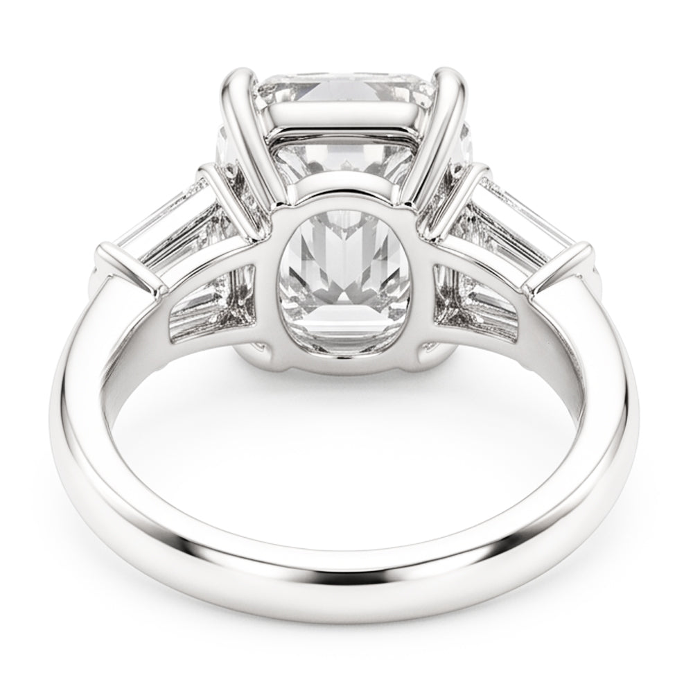 Women Cushion & Baguette Real Natural Earth Mined DIAMOND ( NOT LAB GROWN ) 1.91 Ct. White Gold Three Stone Ring