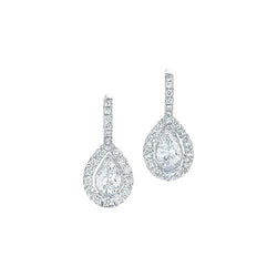 Women Dangle Earrings 3.00 Carats Sparkling Real Diamonds White Gold