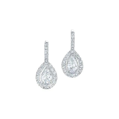 Women Dangle Earrings 3.00 Carats Sparkling Real Diamonds White Gold