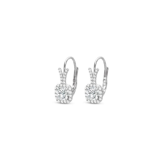 Women Dangle Earrings 3.10 Carats Prong Set Real Diamonds White Gold 14K