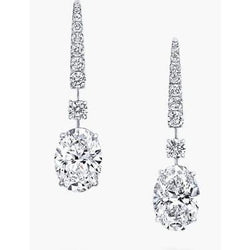 Women Dangle Earrings 5.10 Carats Sparkling Genuine Diamonds White Gold 14K