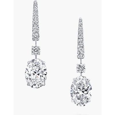 Women Dangle Earrings 5.10 Carats Sparkling Genuine Diamonds White Gold 14K