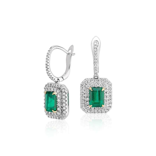 natural round emerald 6ct earring front view