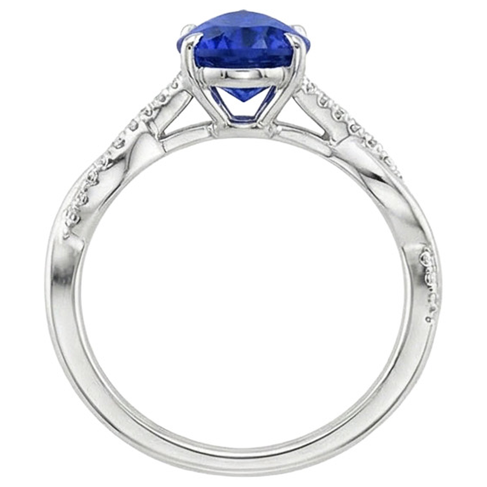 Women Engagement Natural Earth Mined Diamond Ring & Pear Blue Sapphire White Gold 5 Carats