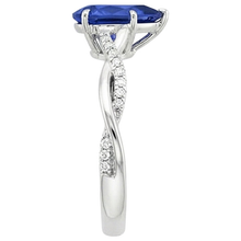 Women Engagement Natural Earth Mined Diamond Ring & Pear Blue Sapphire White Gold 5 Carats