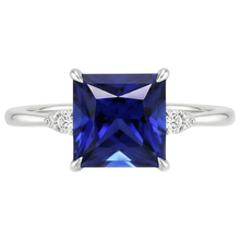 Women Engagement Ring Blue Sapphire and Natural Earth Mined Diamond 5.25 Carat