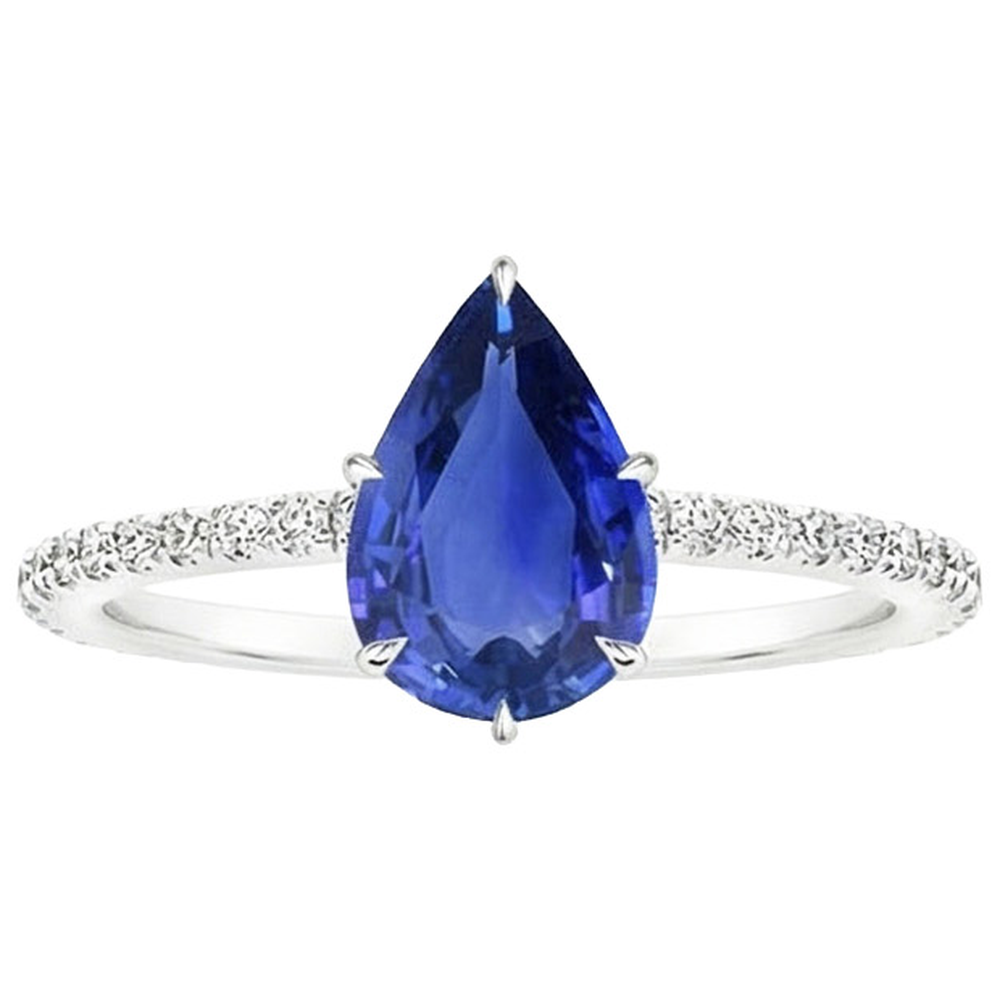 natural round sapphire 4ct ring profile view