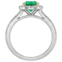 Precious Stone Ring 14 Karat Two Tone Gold with Fine Emerald – top view