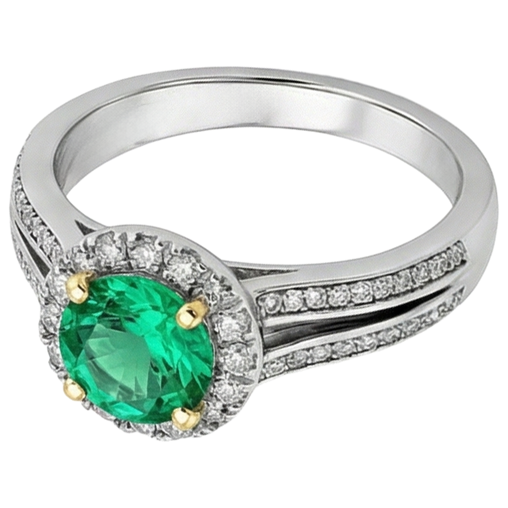 Bespoke Fine Emerald Precious Stone Ring 1 ct – side view