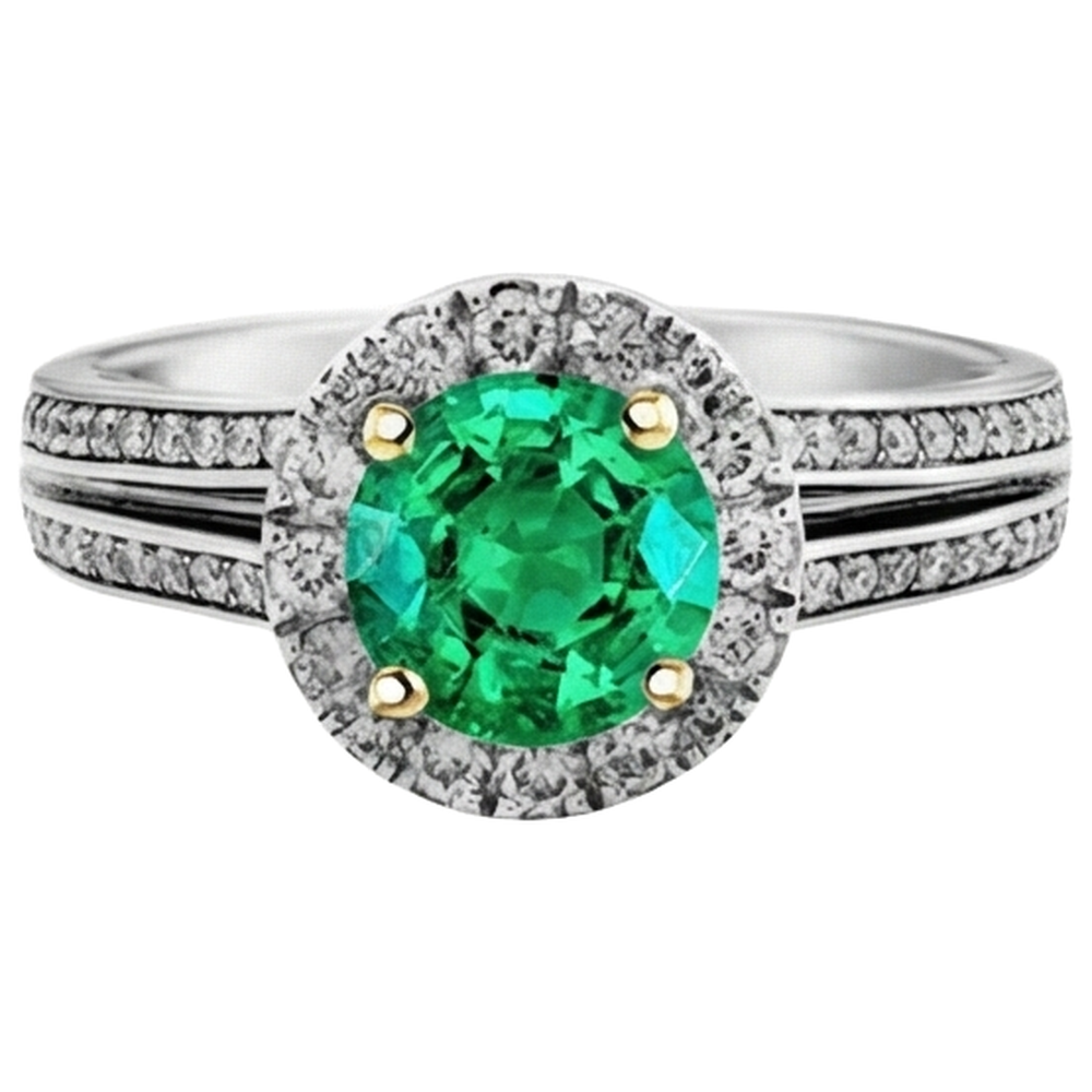 Bespoke Fine Emerald Precious Stone Ring 1 ct – angle view