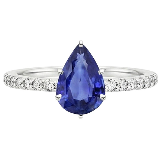 natural round sapphire 5.25ct ring top view