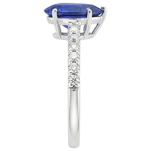 natural round sapphire 5.25ct ring on white background