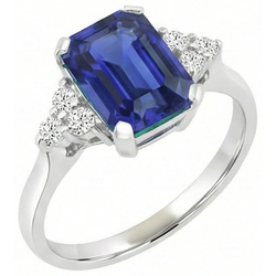 Natural Sapphire Ring 3ct - White Gold 14K