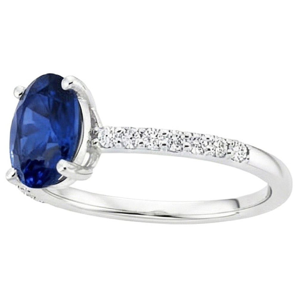 natural round sapphire 5ct ring profile view