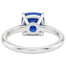 Women Gemstone Ring Solitaire Sri Lankan Sapphire Cushion 2.25 Carats