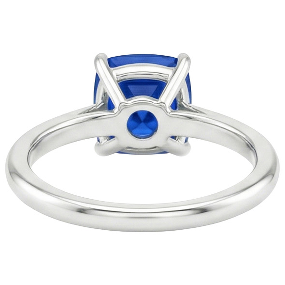 Women Gemstone Ring Solitaire Sri Lankan Sapphire Cushion 2.25 Carats