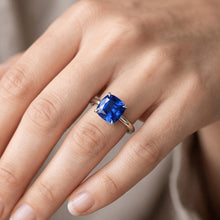 Women Gemstone Ring Solitaire Sri Lankan Sapphire Cushion 2.25 Carats